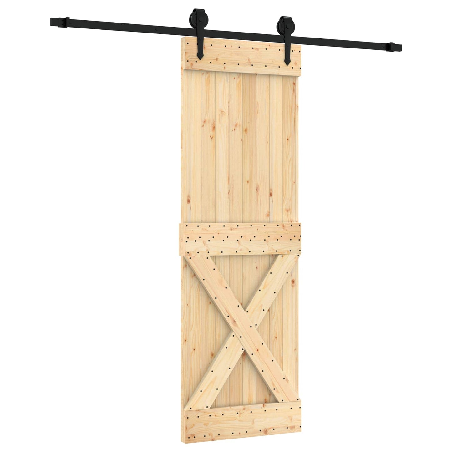 vidaXL Συρόμενη Πόρτα Φυσικό και Μαύρο 70 x 210 cm