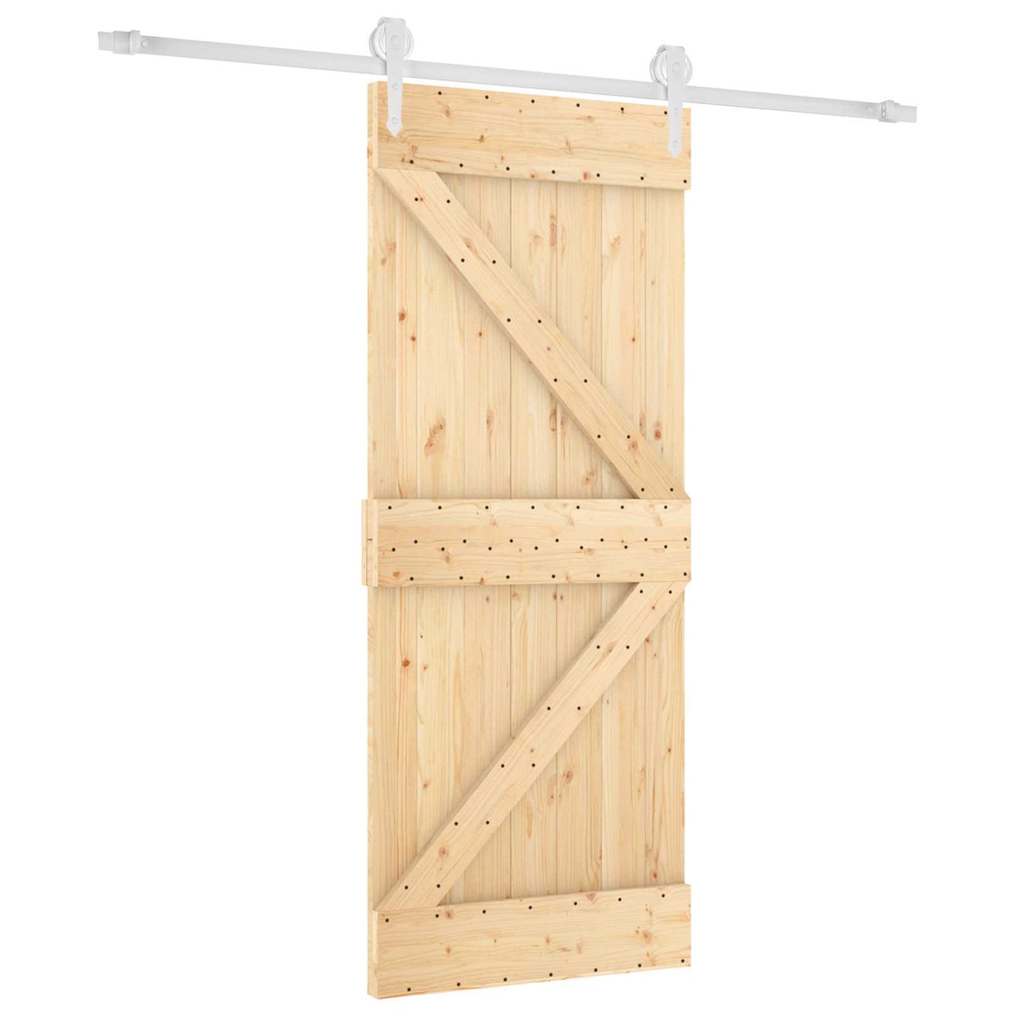 vidaXL Συρόμενη Πόρτα 85 x 210 cm Συμπαγές Ξύλο Πεύκου (Ακατέργαστο)