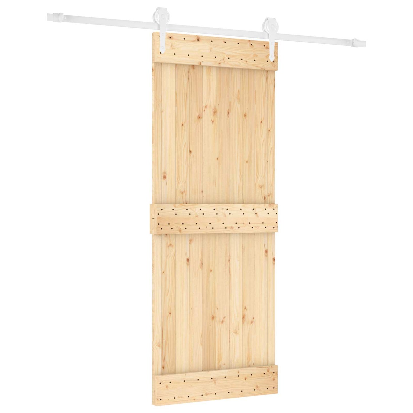 vidaXL Συρόμενη Πόρτα 80 x 210 cm Συμπαγές Ξύλο Πεύκου (Ακατέργαστο)