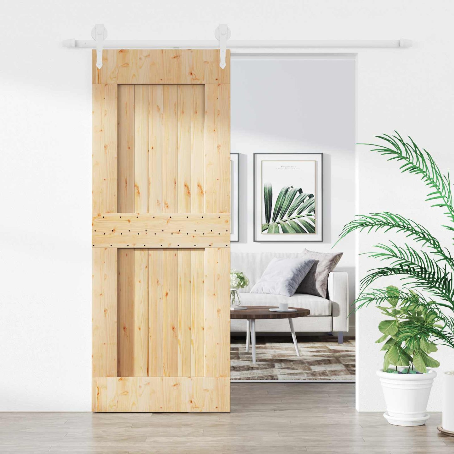 vidaXL Συρόμενη Πόρτα Φυσικό και Λευκό 80 x 210 cm