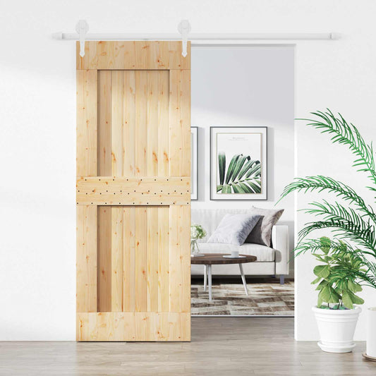 vidaXL Συρόμενη Πόρτα Φυσικό και Λευκό 80 x 210 cm