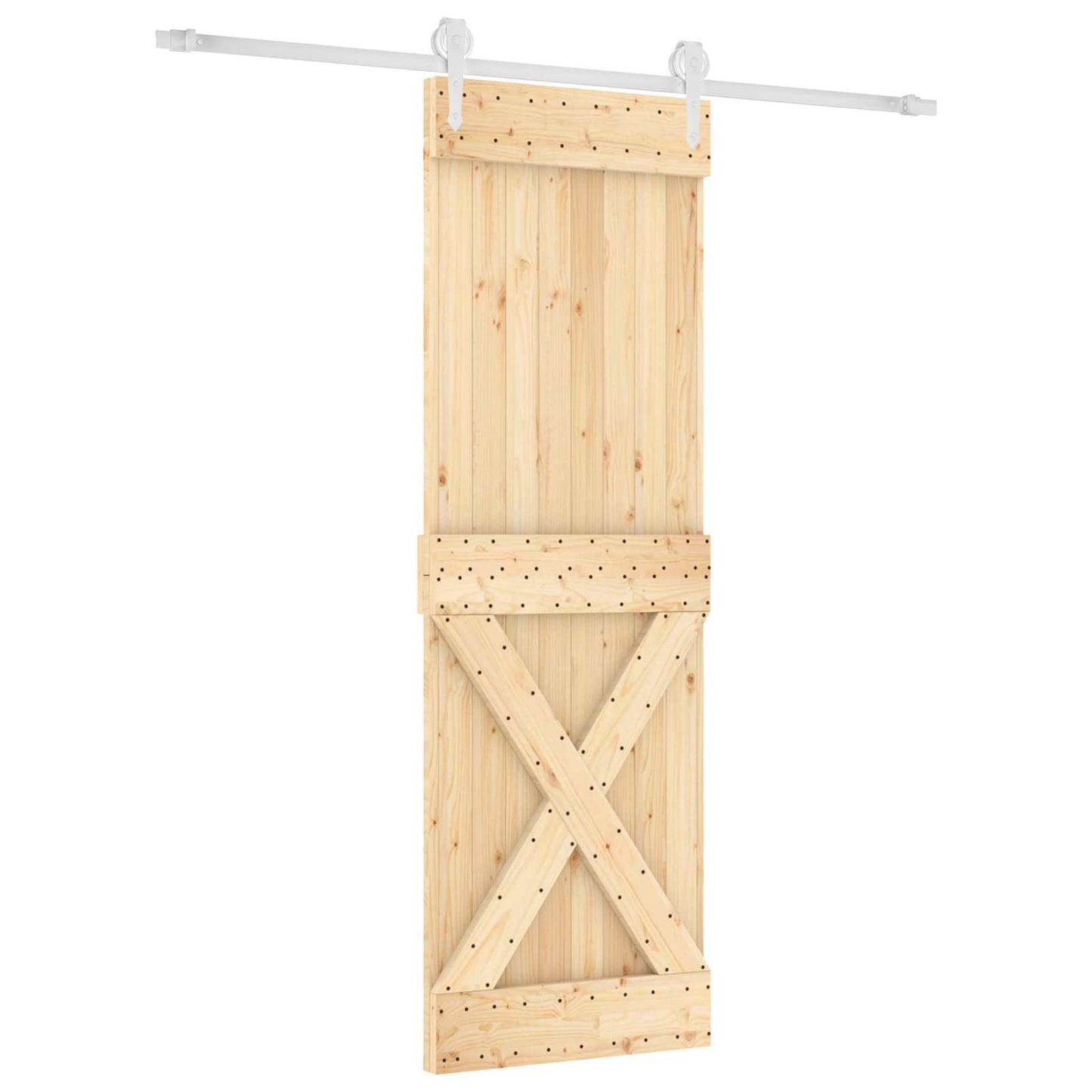 vidaXL Συρόμενη Πόρτα 70 x 210 cm Συμπαγές Ξύλο Πεύκου (Ακατέργαστο)