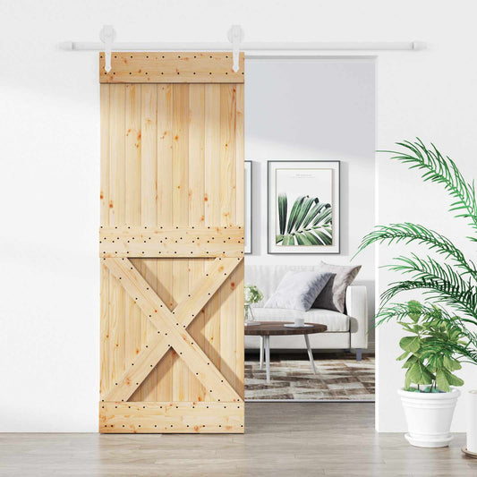 vidaXL Συρόμενη Πόρτα Φυσικό και Λευκό 80 x 210 cm