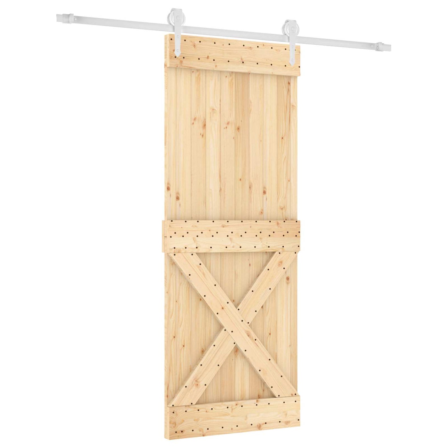 vidaXL Συρόμενη Πόρτα Φυσικό και Λευκό 80 x 210 cm
