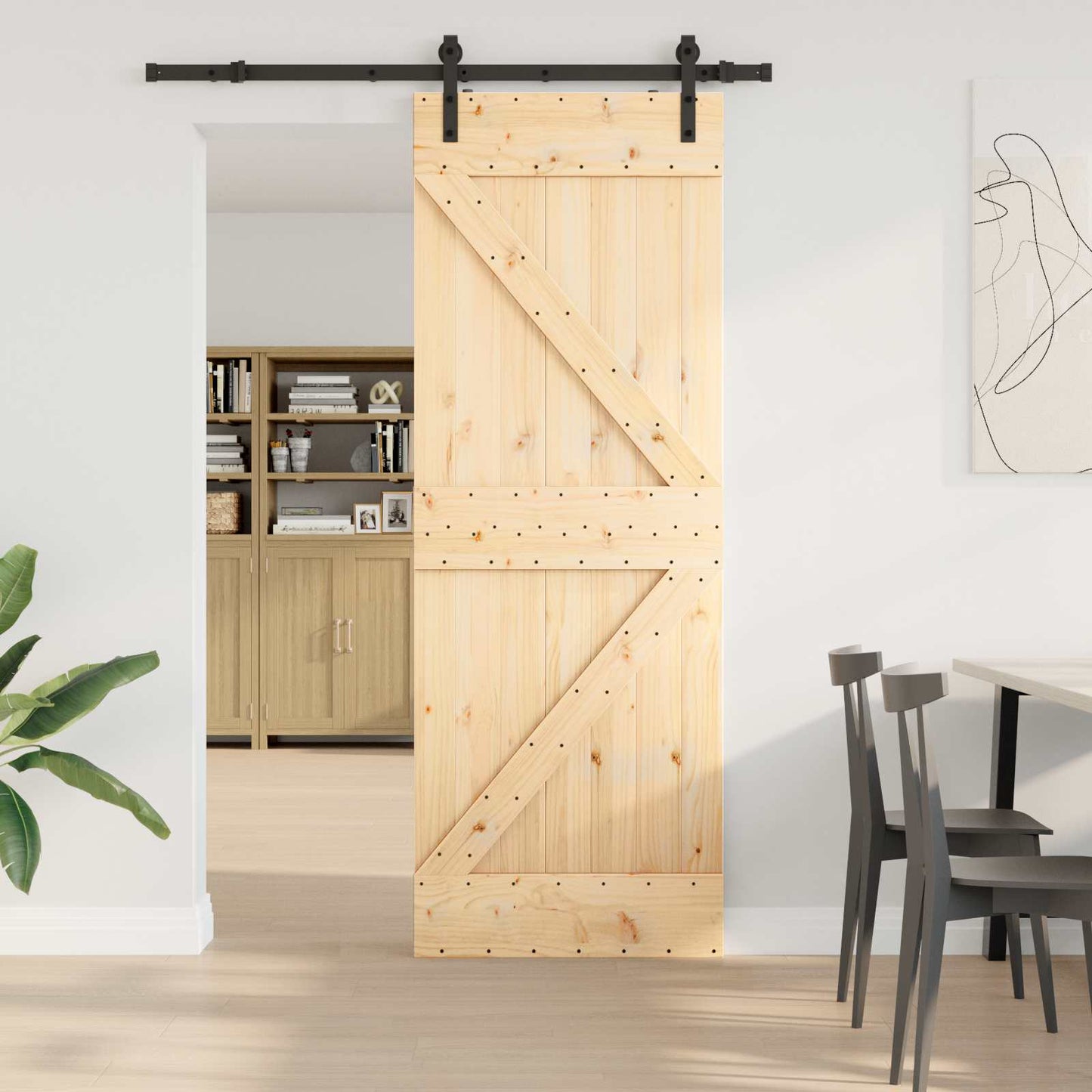 vidaXL Συρόμενη Πόρτα NARVIK 70 x 210 εκ (152,5 εκ) Φυσικό και Μαύρο