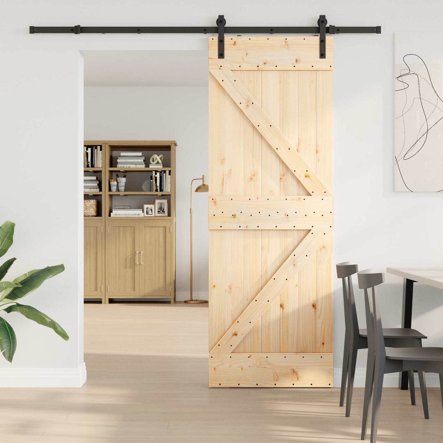 vidaXL Συρόμενη Πόρτα NARVIK 70 x 210 εκ (213,5 εκ) Φυσικό και Μαύρο