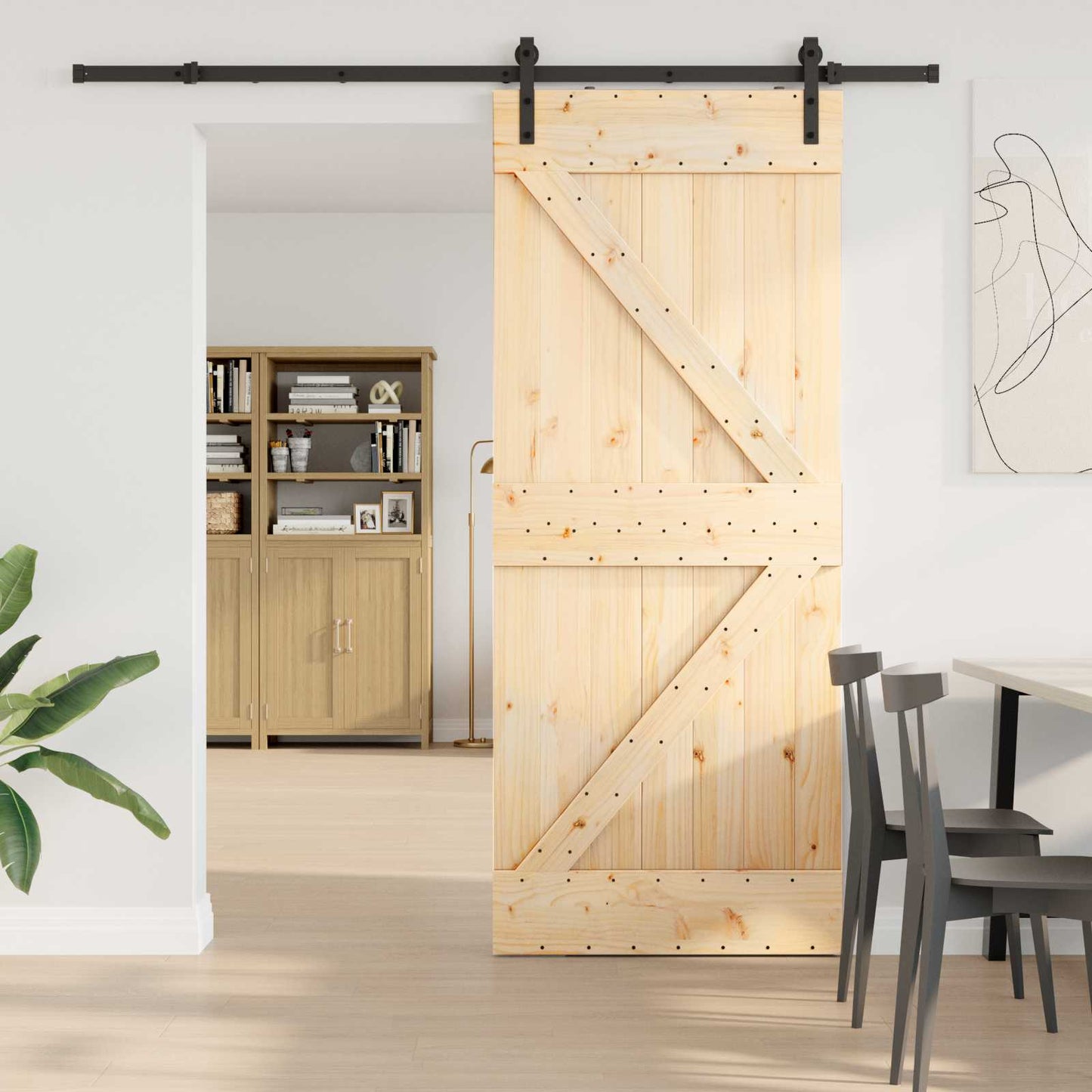 vidaXL Συρόμενη Πόρτα NARVIK 85 x 210 εκ (213,5 εκ) Φυσικό και Μαύρο