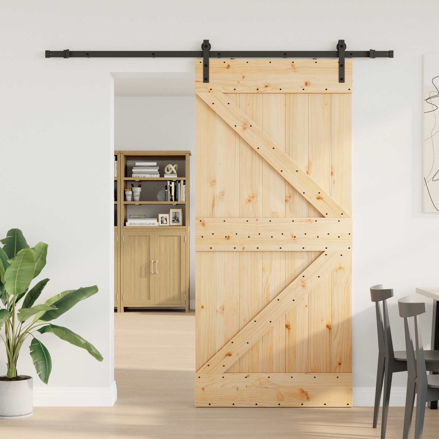 vidaXL Συρόμενη Πόρτα NARVIK 90 x 210 εκ (213,5 εκ) Φυσικό και Μαύρο