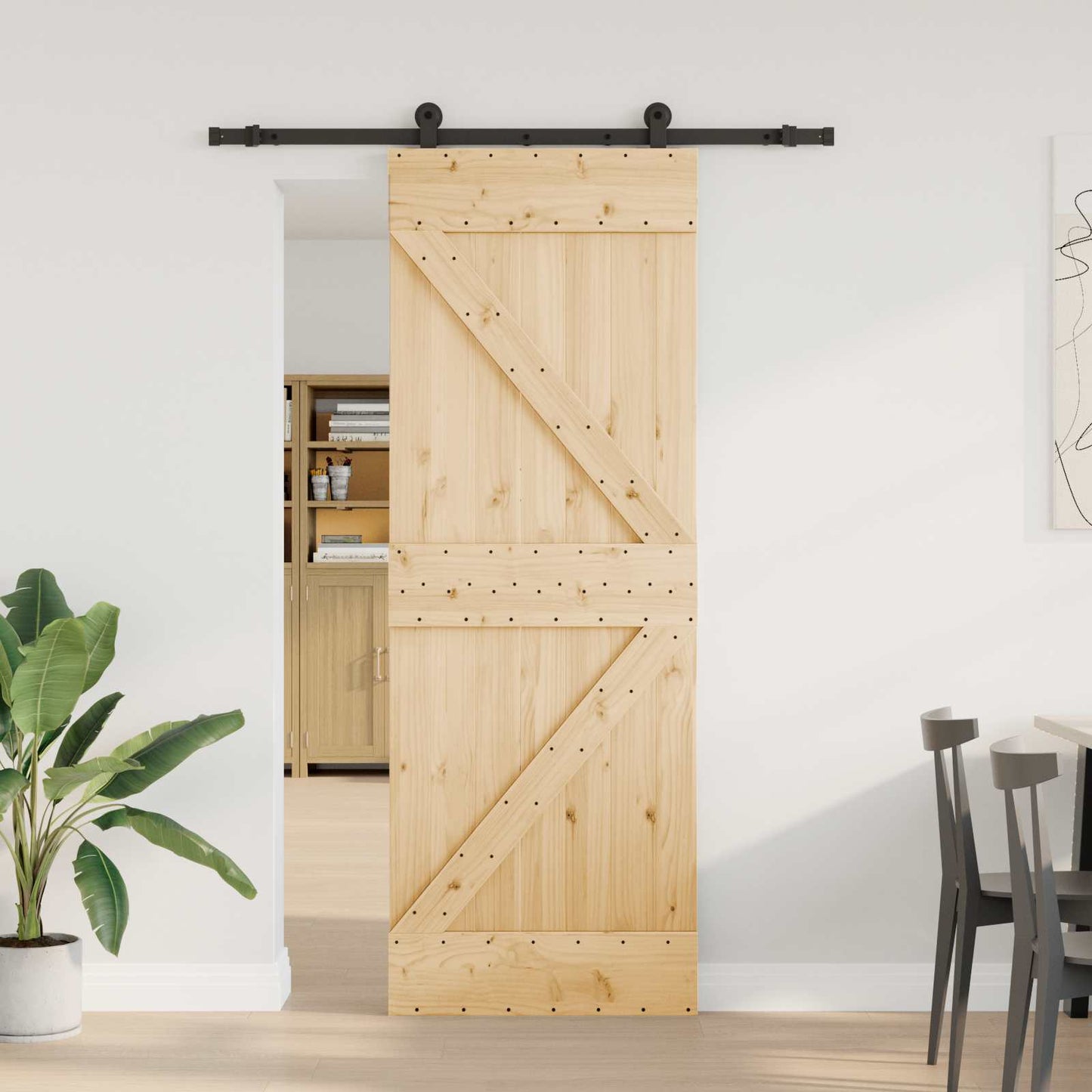 vidaXL Συρόμενη Πόρτα NARVIK 70 x 210 εκ (152,5 εκ) Φυσικό και Μαύρο