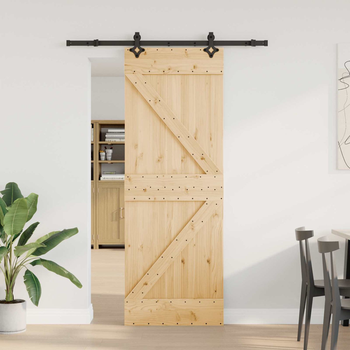 vidaXL Συρόμενη Πόρτα NARVIK 70 x 210 εκ (152,5 εκ) Φυσικό και Μαύρο