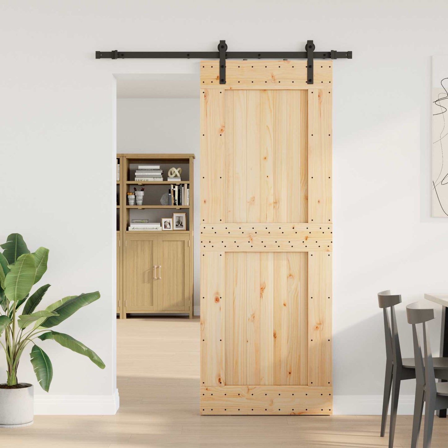 vidaXL Συρόμενη Πόρτα NARVIK 85 x 210 εκ (152,5 εκ) Φυσικό και Μαύρο