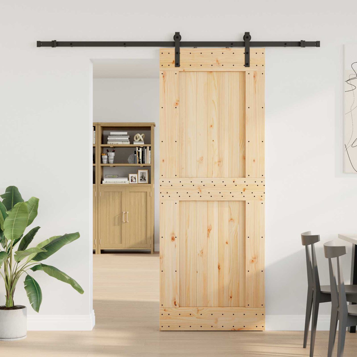 vidaXL Συρόμενη Πόρτα NARVIK 85 x 210 εκ (213,5 εκ) Φυσικό και Μαύρο