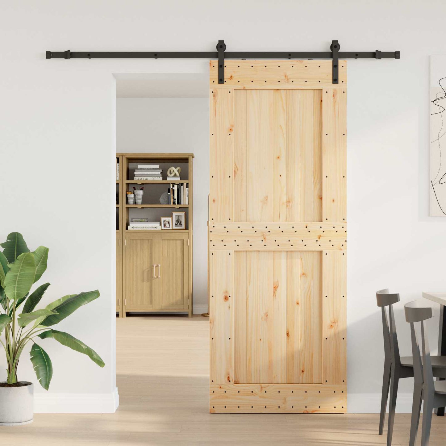 vidaXL Συρόμενη Πόρτα NARVIK 90 x 210 εκ (213,5 εκ) Φυσικό και Μαύρο