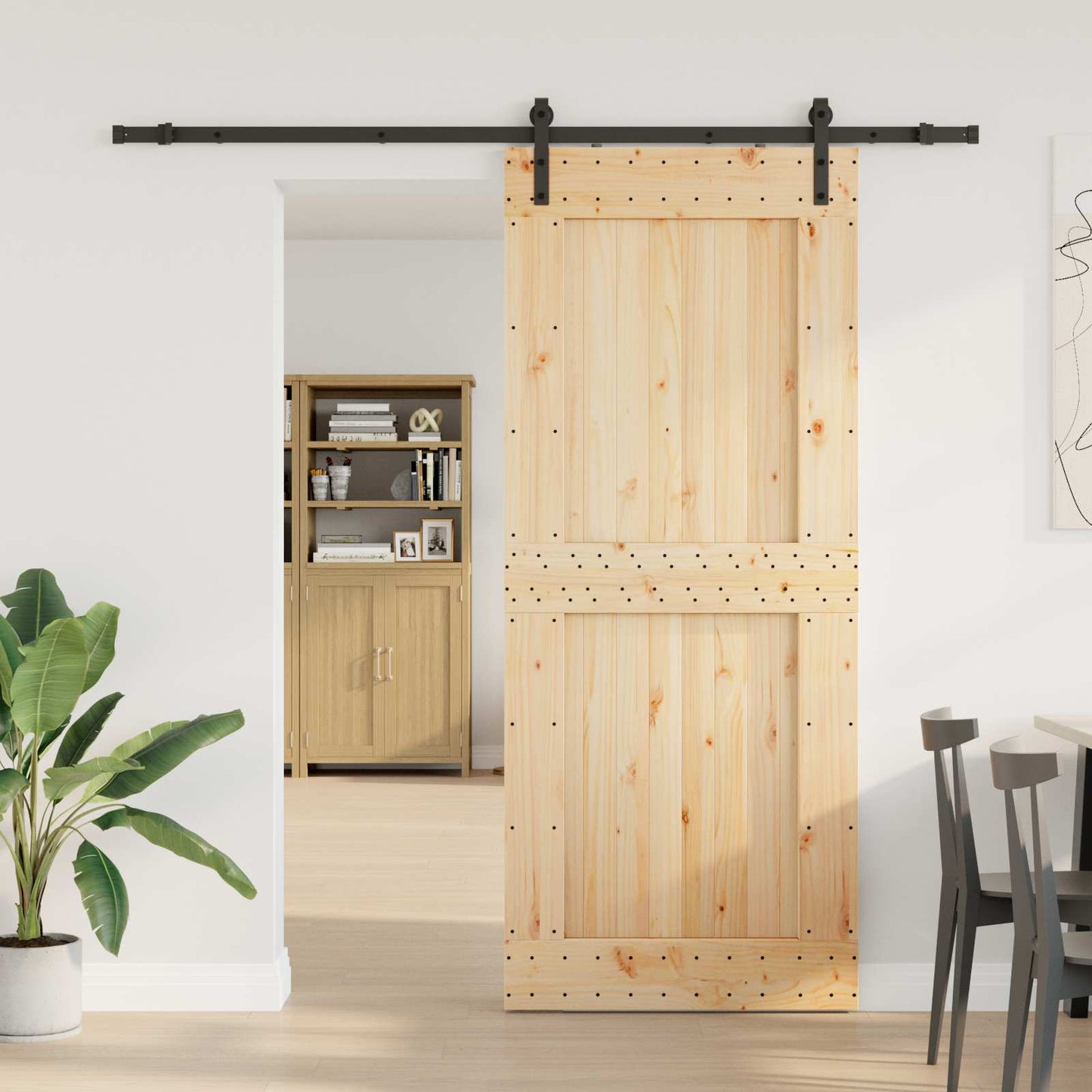 vidaXL Συρόμενη Πόρτα NARVIK 95 x 210 εκ (213,5 εκ) Φυσικό και Μαύρο