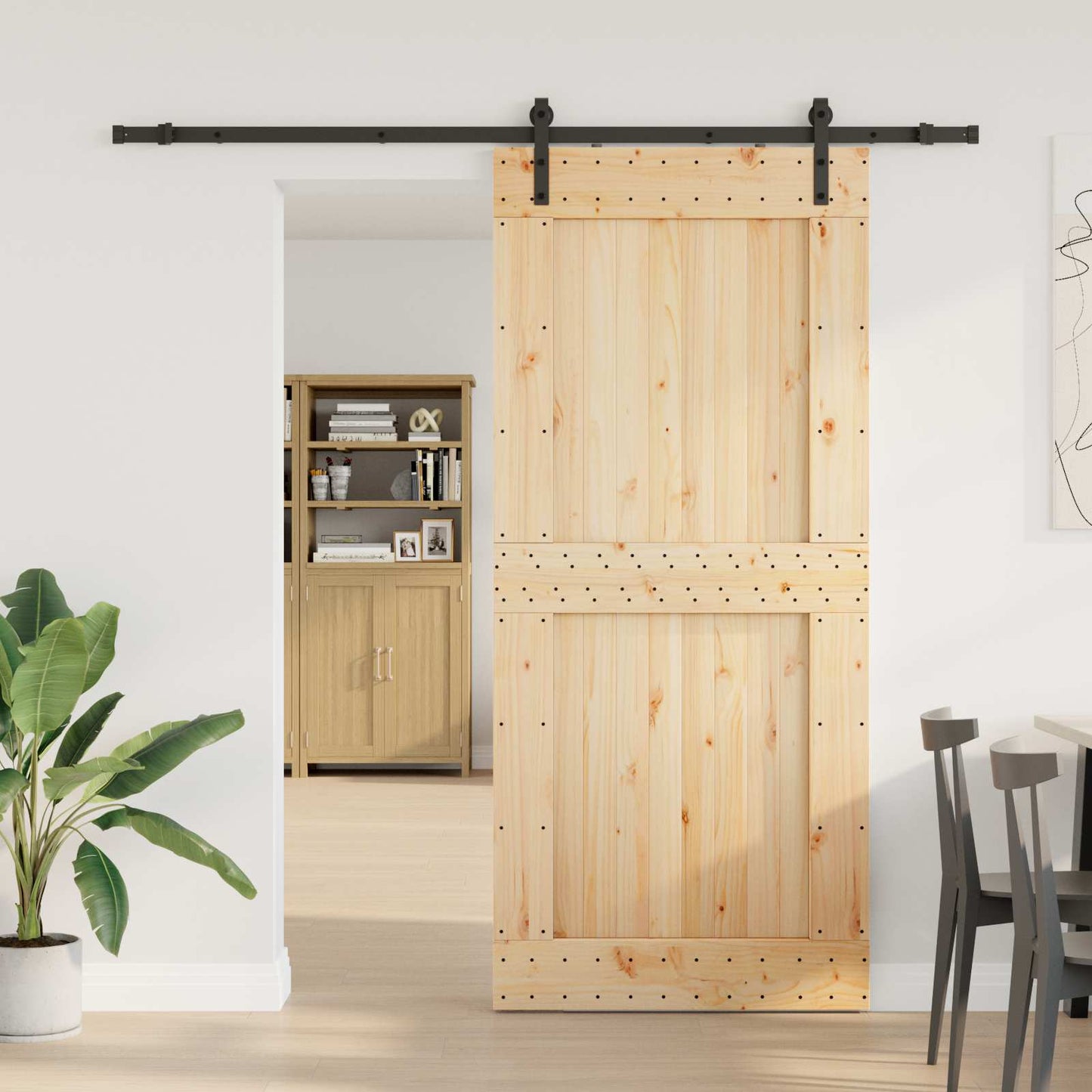 vidaXL Συρόμενη Πόρτα NARVIK 100 x 210 εκ (213,5 εκ) Φυσικό και Μαύρο