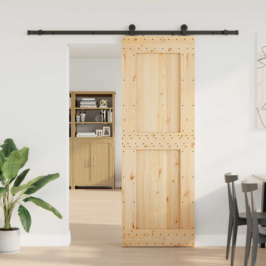 vidaXL Συρόμενη Πόρτα NARVIK Φυσικό και Μαύρο 80 x 210 εκ (213,5 εκ)