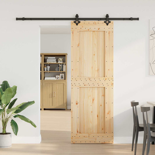 vidaXL Συρόμενη Πόρτα NARVIK Φυσικό και Μαύρο 80 x 210 εκ (213,5 εκ)