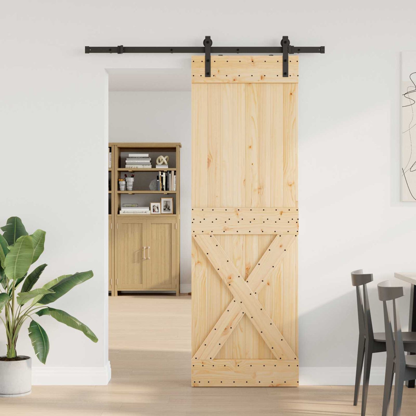 vidaXL Συρόμενη Πόρτα NARVIK 70 x 210 εκ (152,5 εκ) Φυσικό και Μαύρο