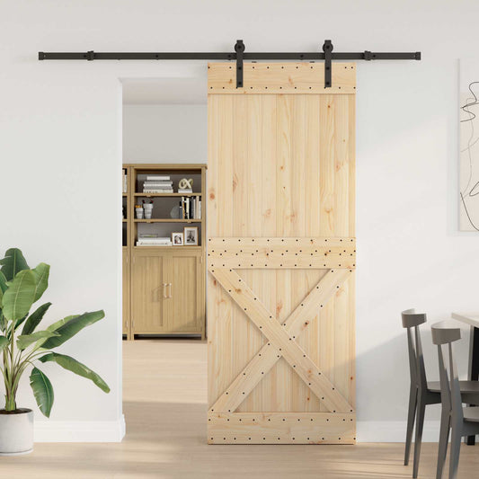 vidaXL Συρόμενη Πόρτα NARVIK Φυσικό και Μαύρο 90 x 210 εκ (213,5 εκ)