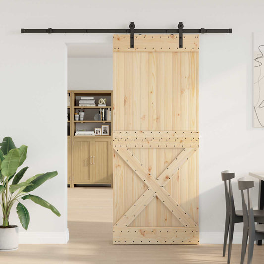 vidaXL Συρόμενη Πόρτα NARVIK Φυσικό και Μαύρο 100 x 210 εκ (213,5 εκ)