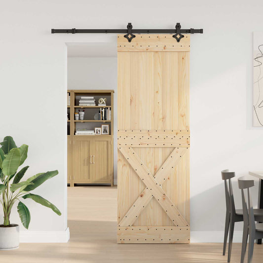 vidaXL Συρόμενη Πόρτα NARVIK Φυσικό και Μαύρο 80 x 210 εκ (152,5 εκ)