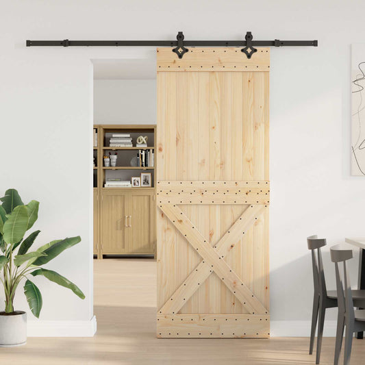 vidaXL Συρόμενη Πόρτα NARVIK Φυσικό και Μαύρο 90 x 210 εκ (213,5 εκ)
