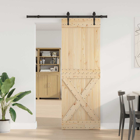 vidaXL Συρόμενη Πόρτα NARVIK Φυσικό και Μαύρο 80 x 210 εκ (152,5 εκ)