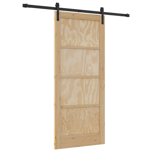 vidaXL Συρόμενη Πόρτα 86 x 198,5 cm Μασίφ Ξύλο Πεύκου Φυσικό και Μαύρο
