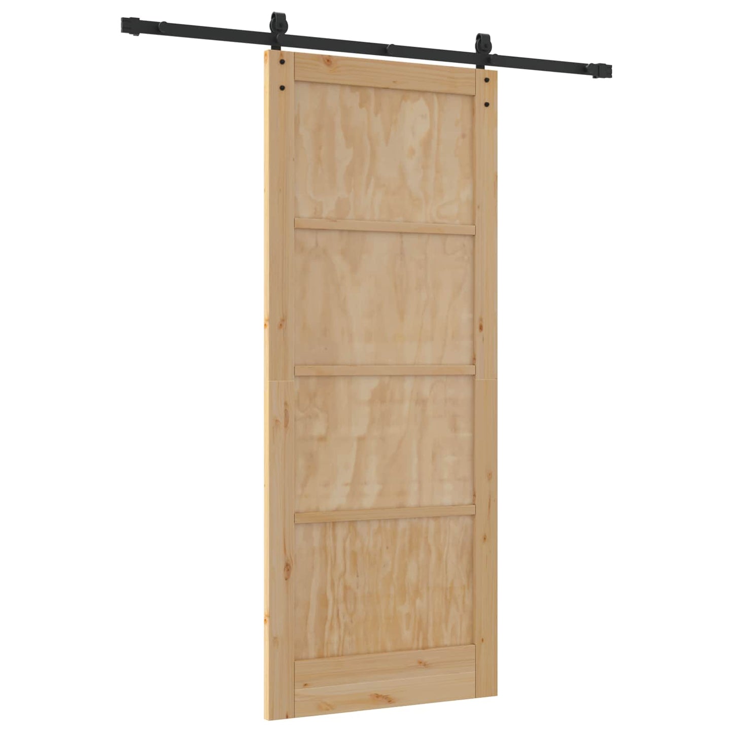 vidaXL Συρόμενη Πόρτα 86 x 211 cm Μασίφ Ξύλο Πεύκου Φυσικό και Μαύρο