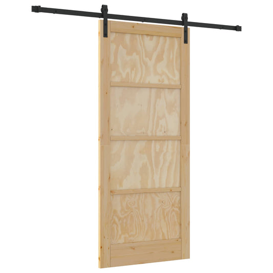vidaXL Συρόμενη Πόρτα 86 x 198,5 cm Μασίφ Ξύλο Πεύκου Φυσικό και Μαύρο