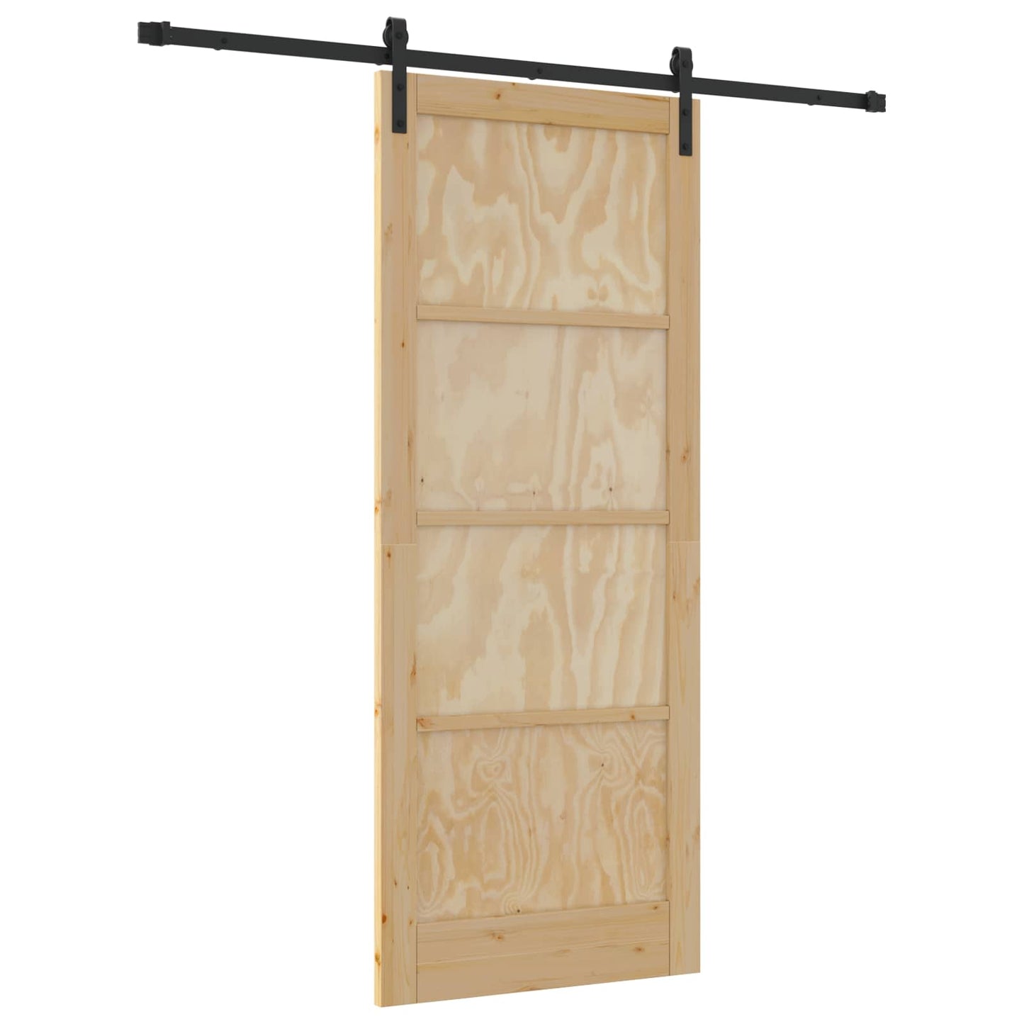 vidaXL Συρόμενη Πόρτα 86 x 211 cm Μασίφ Ξύλο Πεύκου Φυσικό και Μαύρο