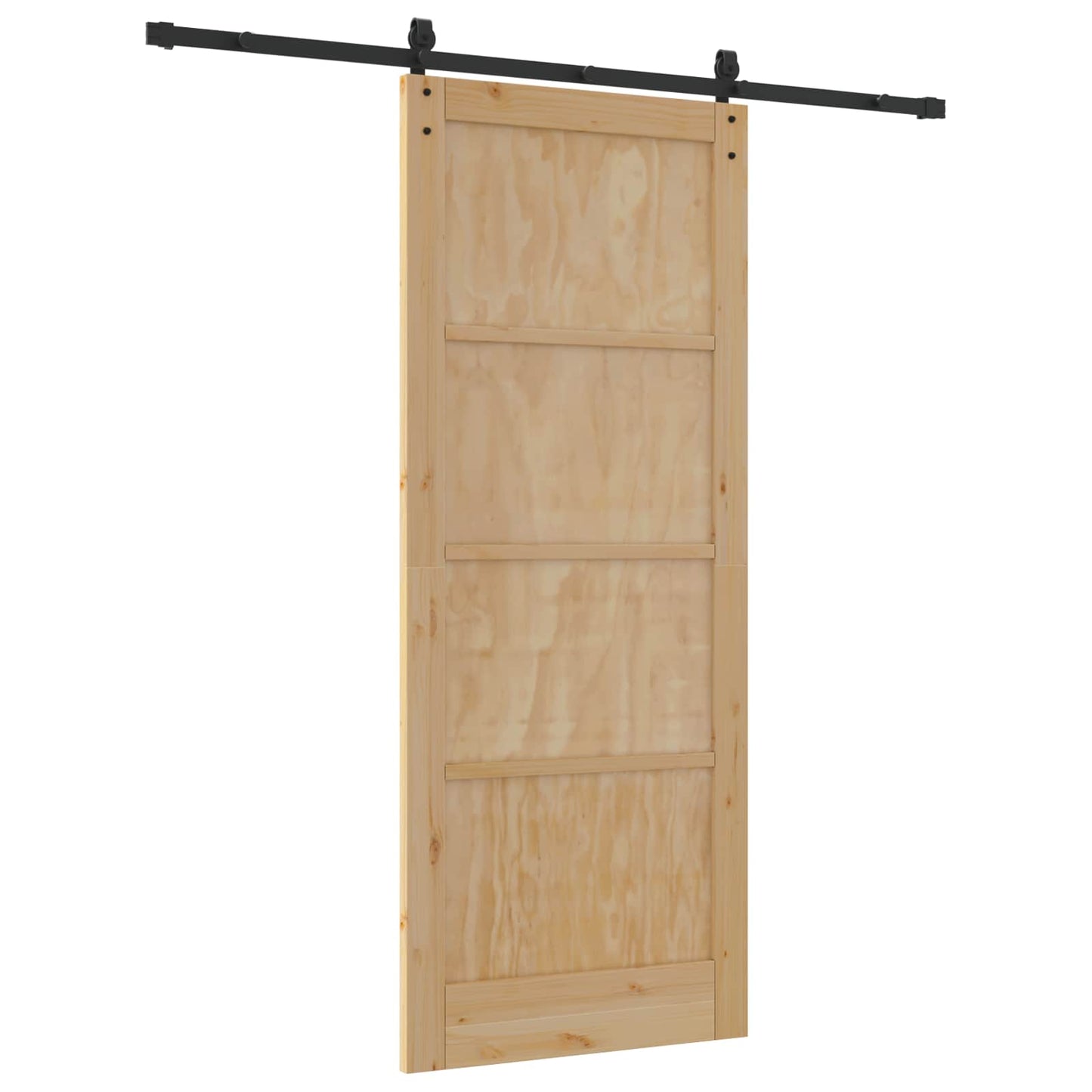 vidaXL Συρόμενη Πόρτα 86 x 211 cm Μασίφ Ξύλο Πεύκου Φυσικό και Μαύρο