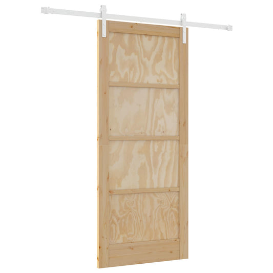 vidaXL Συρόμενη Πόρτα 86 x 198,5 cm Μασίφ Ξύλο Πεύκου Φυσικό και Λευκό
