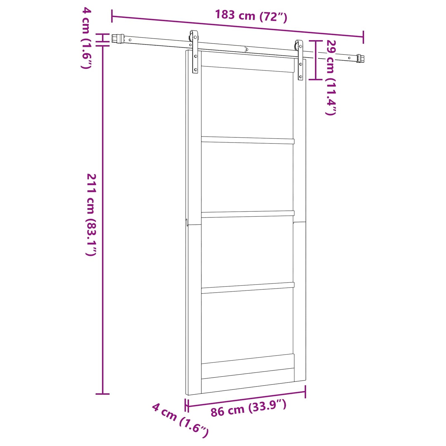 vidaXL Συρόμενη Πόρτα 86 x 211 cm Μασίφ Ξύλο Πεύκου Φυσικό και Λευκό