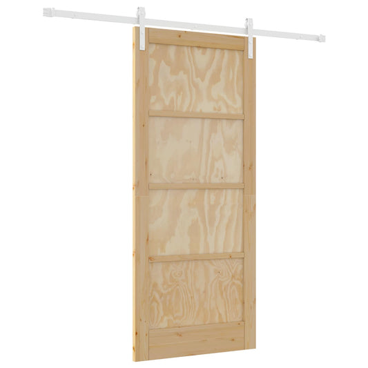 vidaXL Συρόμενη Πόρτα 86 x 198,5 cm Μασίφ Ξύλο Πεύκου Φυσικό και Λευκό