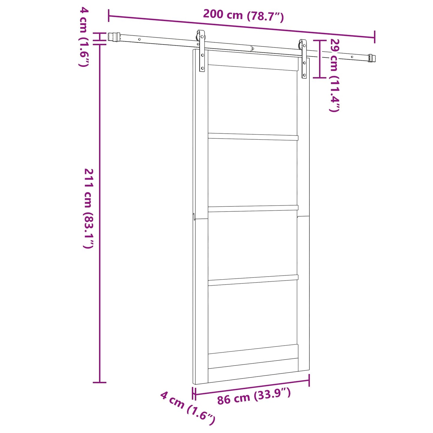 vidaXL Συρόμενη Πόρτα 86 x 211 cm Μασίφ Ξύλο Πεύκου Φυσικό και Λευκό