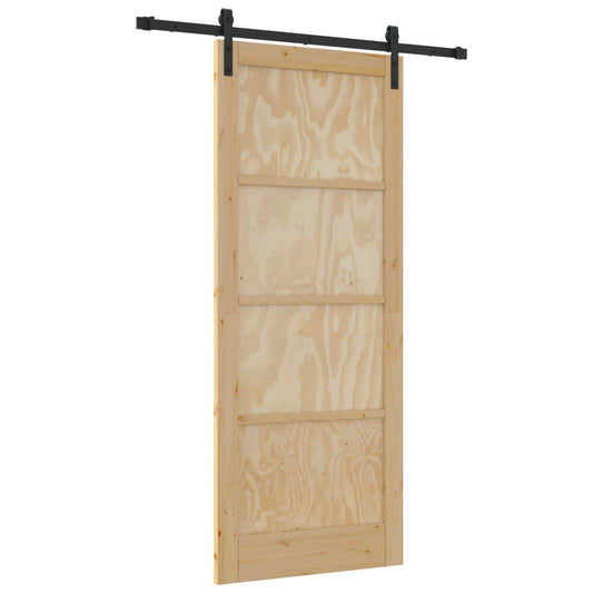 vidaXL Συρόμενη Πόρτα Φυσικό 86 x 211 cm Μασίφ Ξύλο Πεύκου