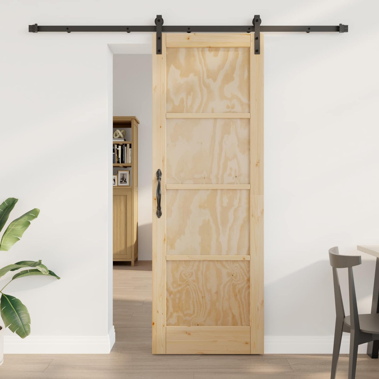 vidaXL Συρόμενη Πόρτα Φυσικό 73,5 x 211 εκ Μασίφ Ξύλο Πεύκου