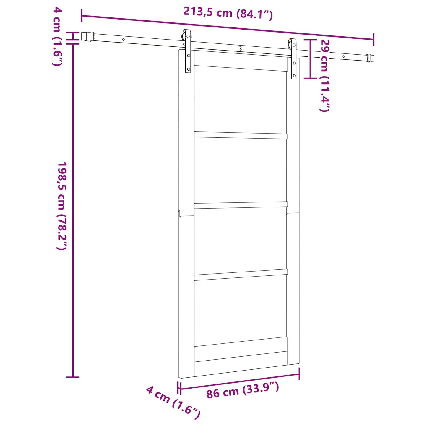 vidaXL Συρόμενη Πόρτα Φυσικό 86 x 198,5 cm Μασίφ Ξύλο Πεύκου