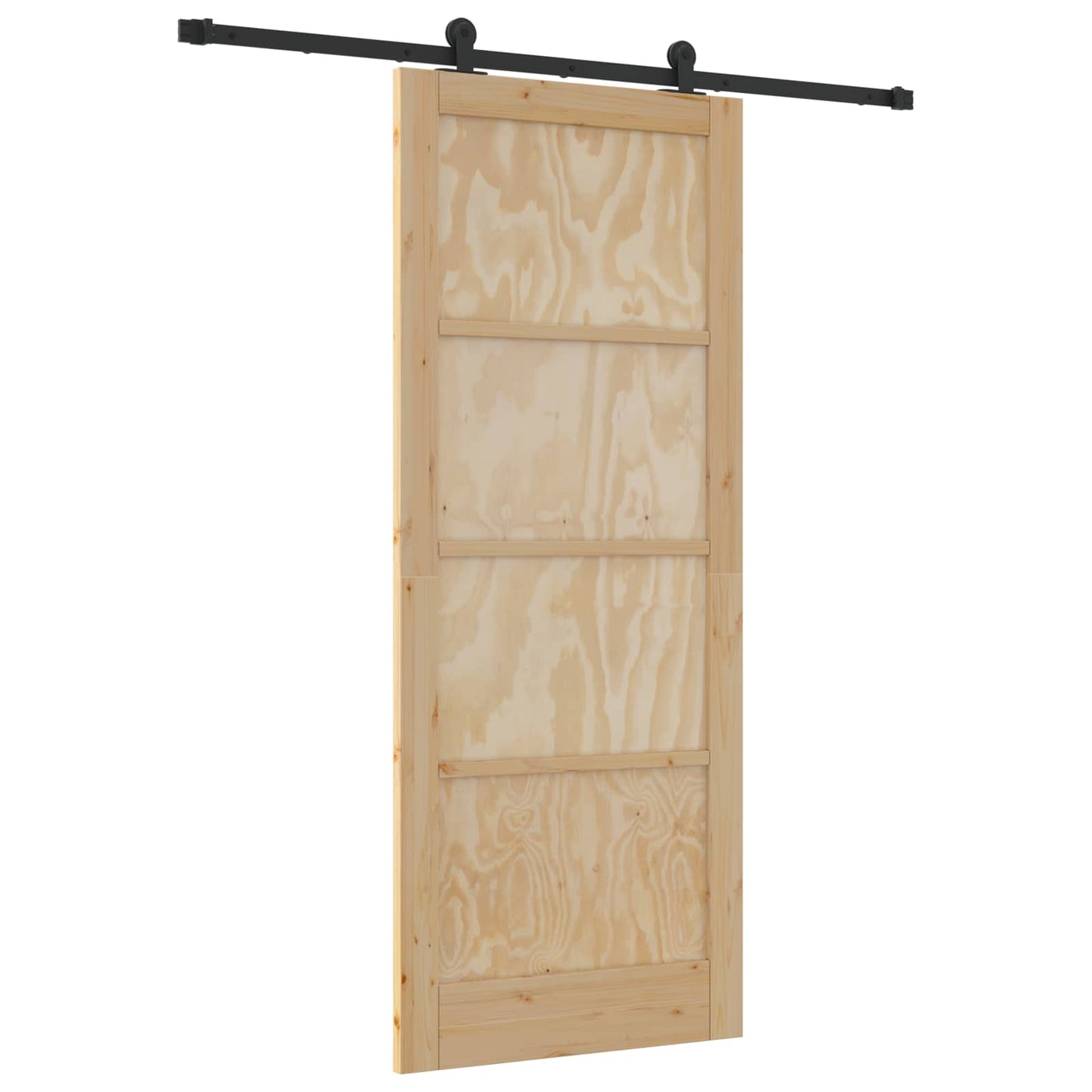 vidaXL Συρόμενη Πόρτα Φυσικό και Μαύρο 86 x 211 cm Μασίφ Ξύλο Πεύκου