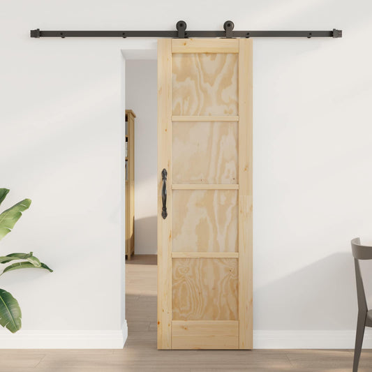vidaXL Συρόμενη Πόρτα Φυσικό και Μαύρο 61 x 198,5 εκ.