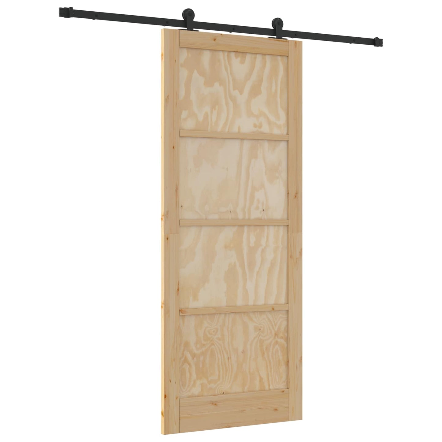vidaXL Συρόμενη Πόρτα Φυσικό και Μαύρο 86 x 211 cm Μασίφ Ξύλο Πεύκου