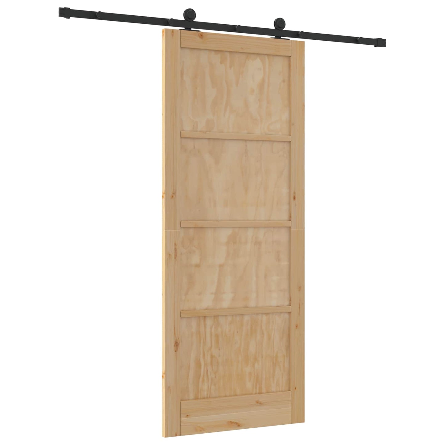 vidaXL Συρόμενη Πόρτα Φυσικό και Μαύρο 86 x 211 cm Μασίφ Ξύλο Πεύκου
