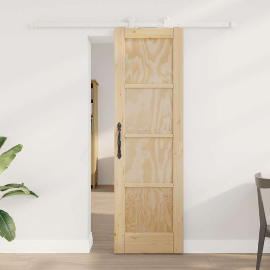 vidaXL Συρόμενη Πόρτα Φυσικό και Λευκό 61 x 198,5 εκ.