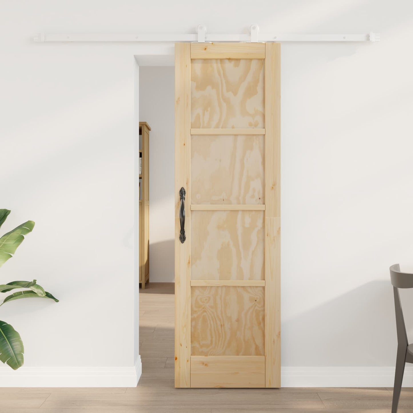 vidaXL Συρόμενη Πόρτα Φυσικό και Λευκό 61 x 198,5 εκ.