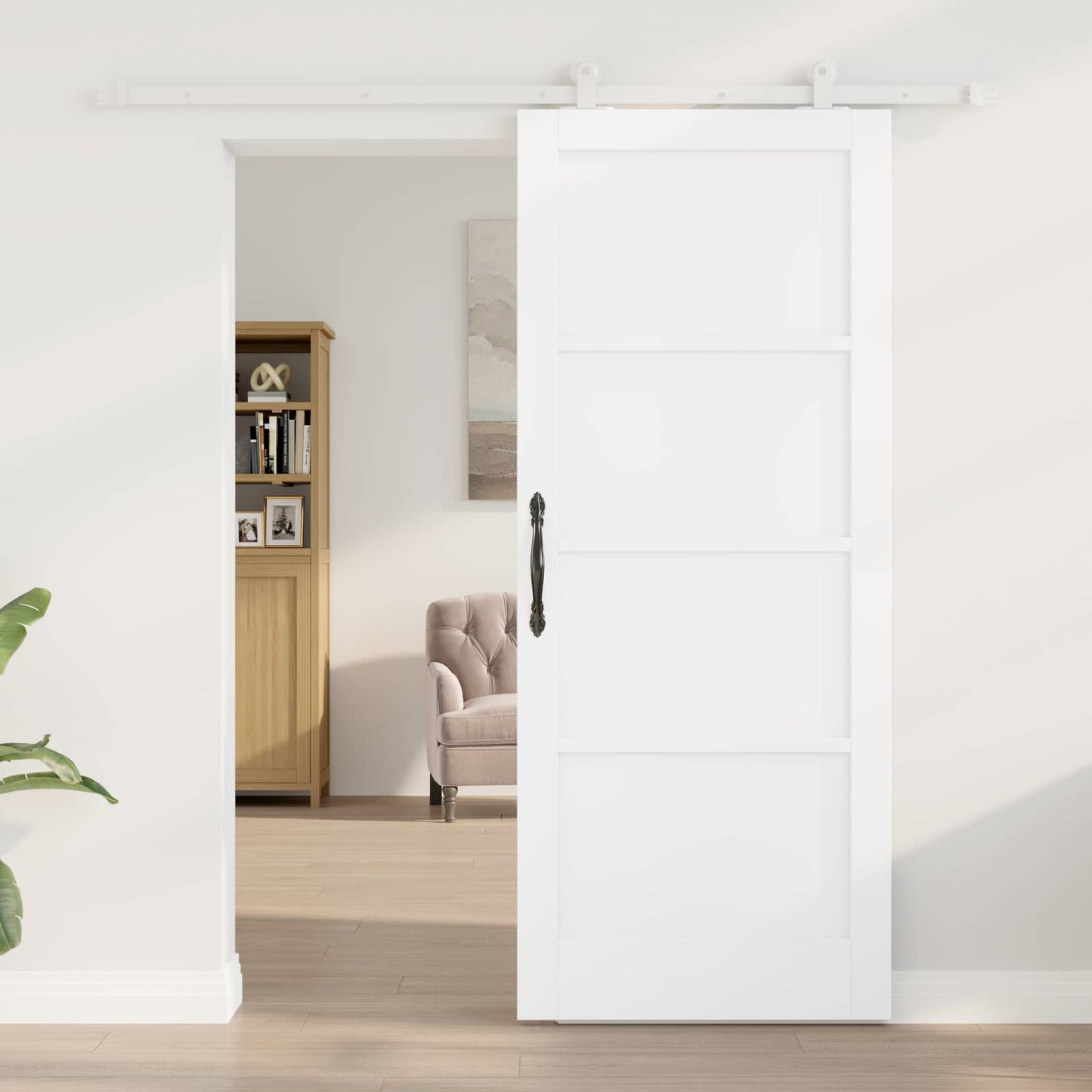 vidaXL Συρόμενη Πόρτα Λευκό 83 x 202 εκ. Μασίφ Ξύλο Πεύκου