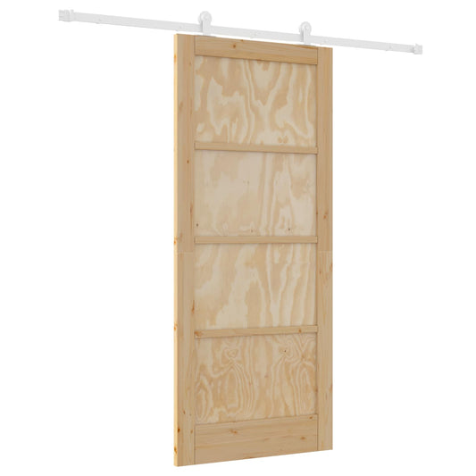 vidaXL Συρόμενη Πόρτα Φυσικό και Λευκό 86 x 198,5 cm Μασίφ Ξύλο Πεύκου
