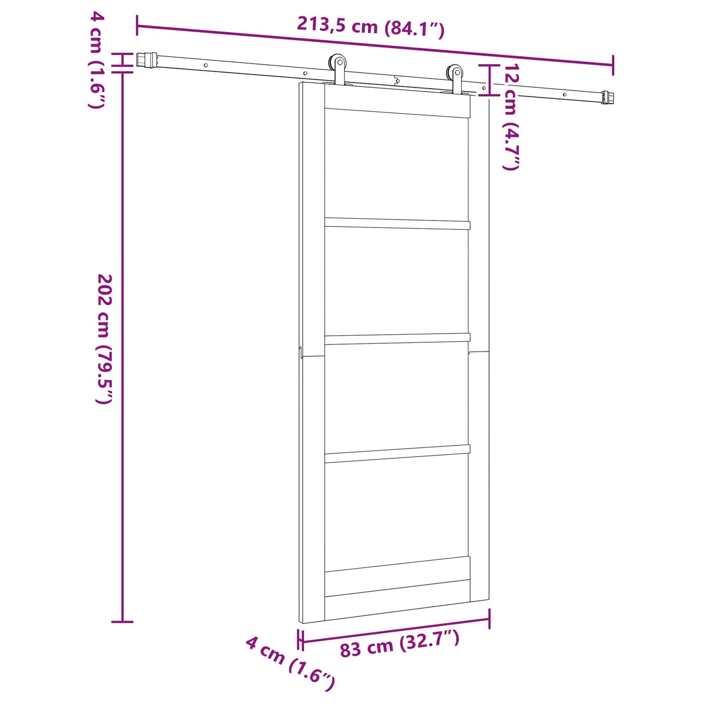 vidaXL Συρόμενη Πόρτα ORKDAL 83 x 202 εκ. Μασίφ Ξύλο Πεύκου Λευκό