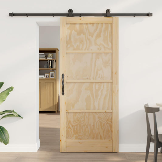 vidaXL Συρόμενη Πόρτα ORKDAL 86 x 198,5 cm Μασίφ Ξύλο Πεύκου Φυσικό