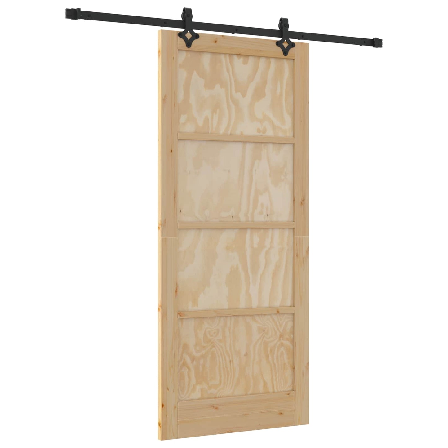 vidaXL Συρόμενη Πόρτα Φυσικό και Μαύρο 86 x 198,5 cm Μασίφ Ξύλο Πεύκου
